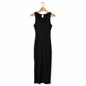 H&M Ribbed Tank Dress Black Midi Bodycon Size Small
